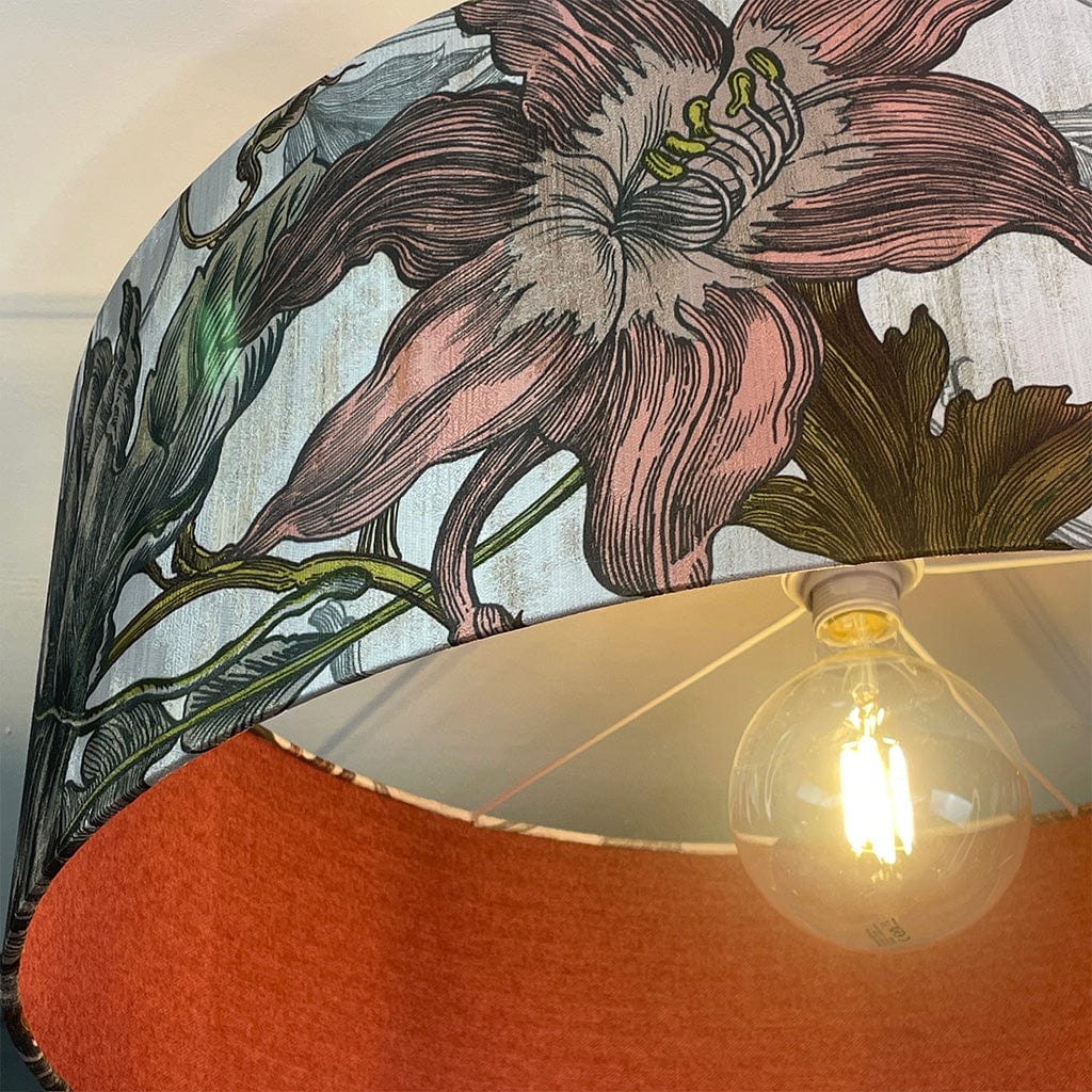 Timorous Beasties Epic Botanic Beige Peach Pendant Shade with Wexley Berry Fabric Lining