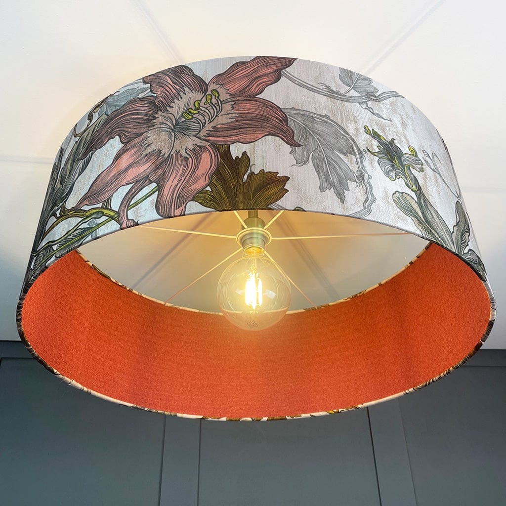 Timorous Beasties Epic Botanic Beige Peach Pendant Shade with Wexley Berry Fabric Lining