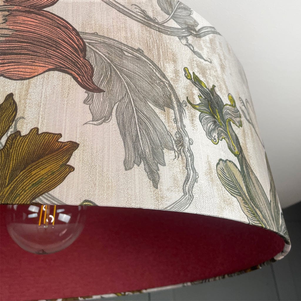 Timorous Beasties Epic Botanic Beige Peach Pendant Shade with Wexley Berry Fabric Lining