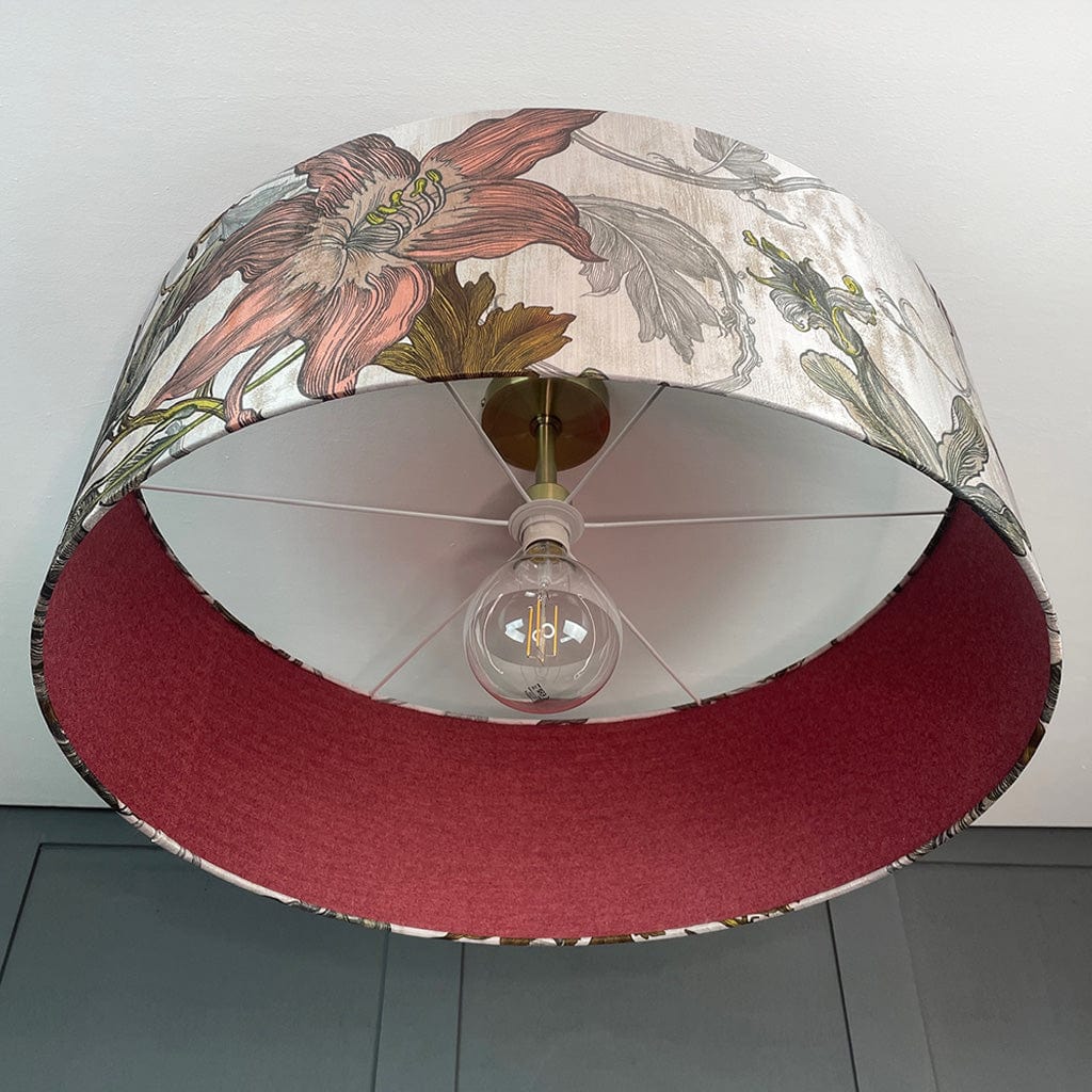 Timorous Beasties Epic Botanic Beige Peach Pendant Shade with Wexley Berry Fabric Lining