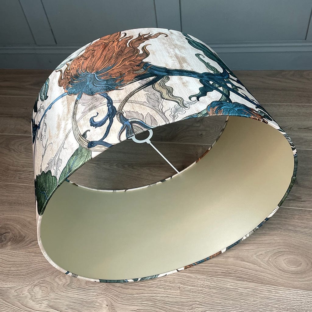 Timorous Beasties Epic Botanic Blue Rust Drum Shade with Champagne Lining