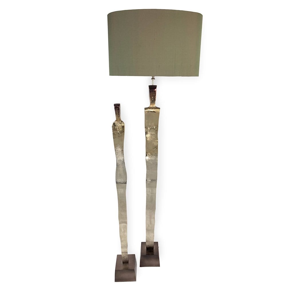 Totem Nickel & Champagne Floor Lamp with Rocke Bespoke Shade