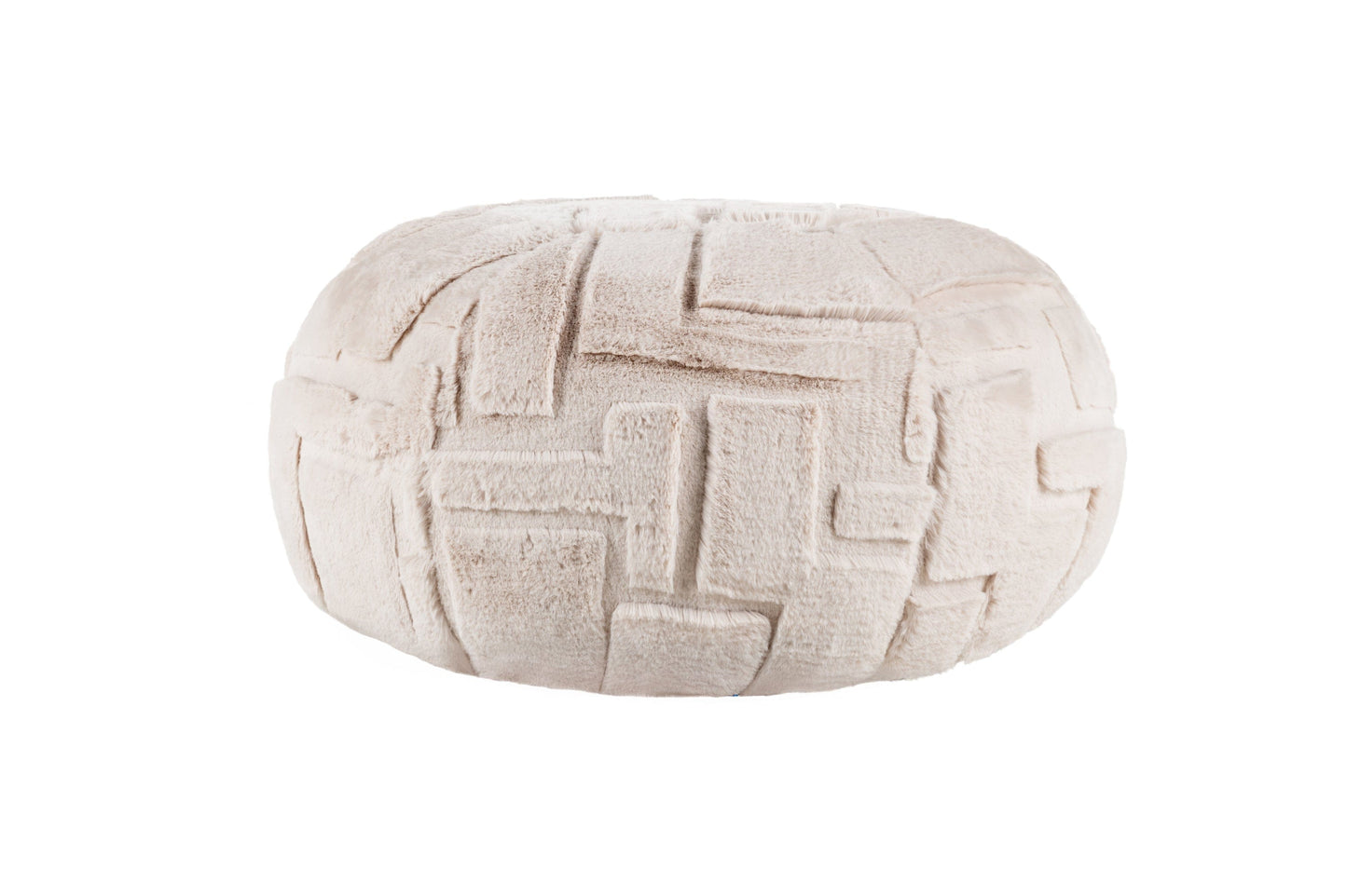 Textured round geometric cushion pod seat on a white background