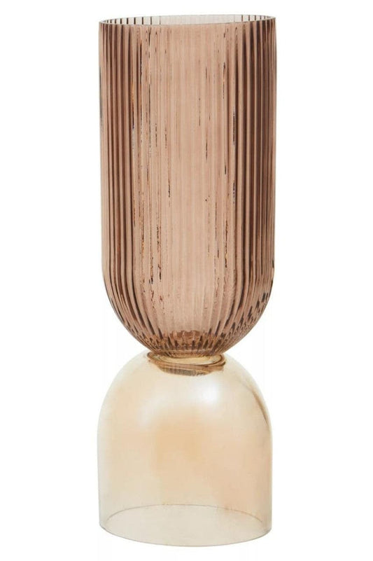 Two Tone Ribbed Glass Vase