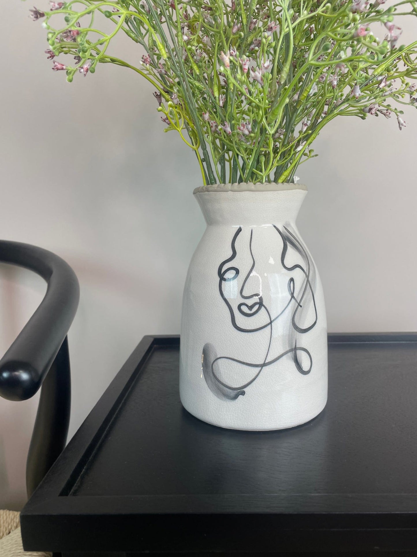 White Terracotta Face Vase