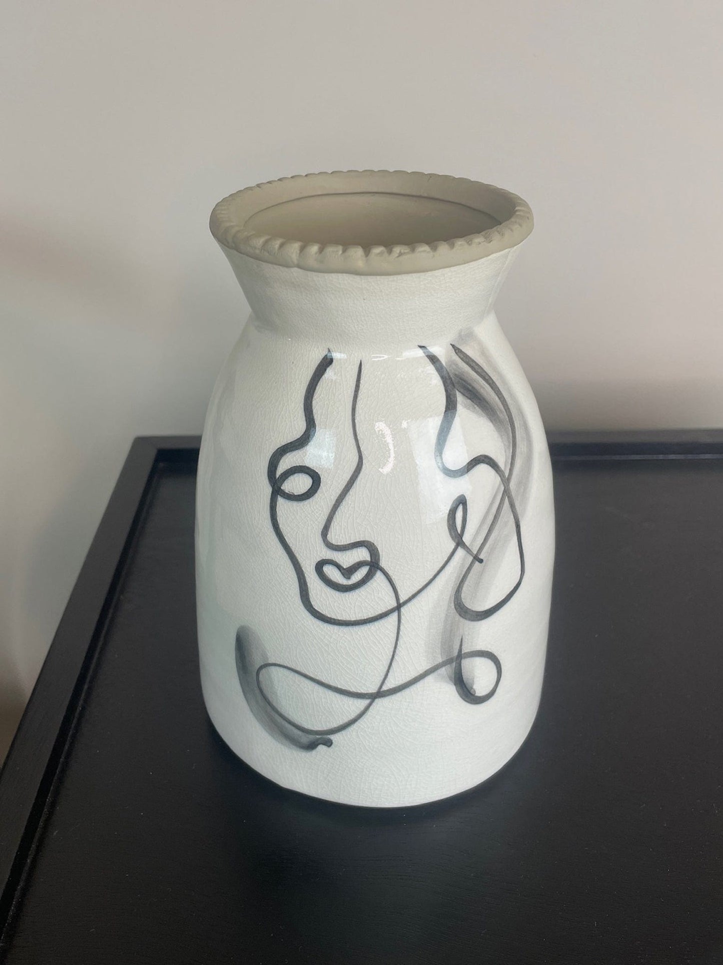 White Terracotta Face Vase