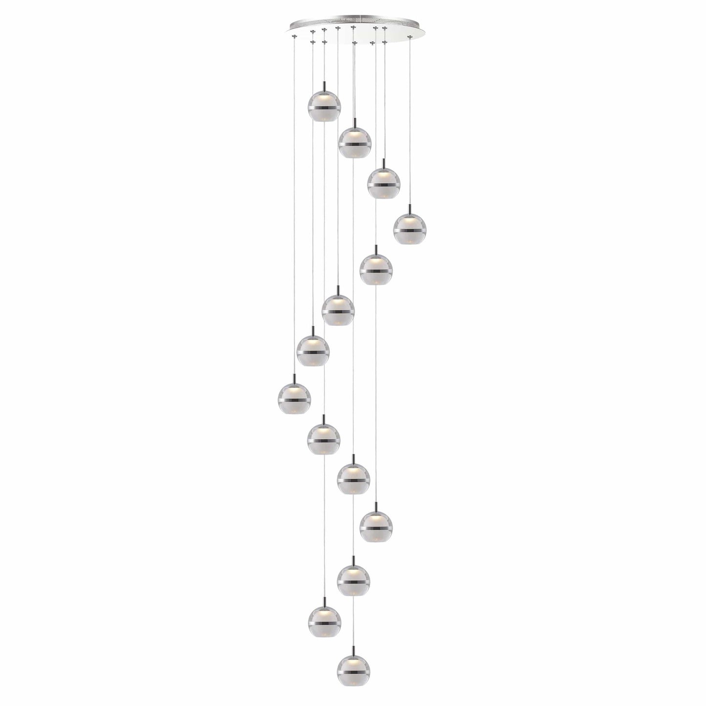 Banda Cluster 14 Light LED Polished Chrome Round Pendant