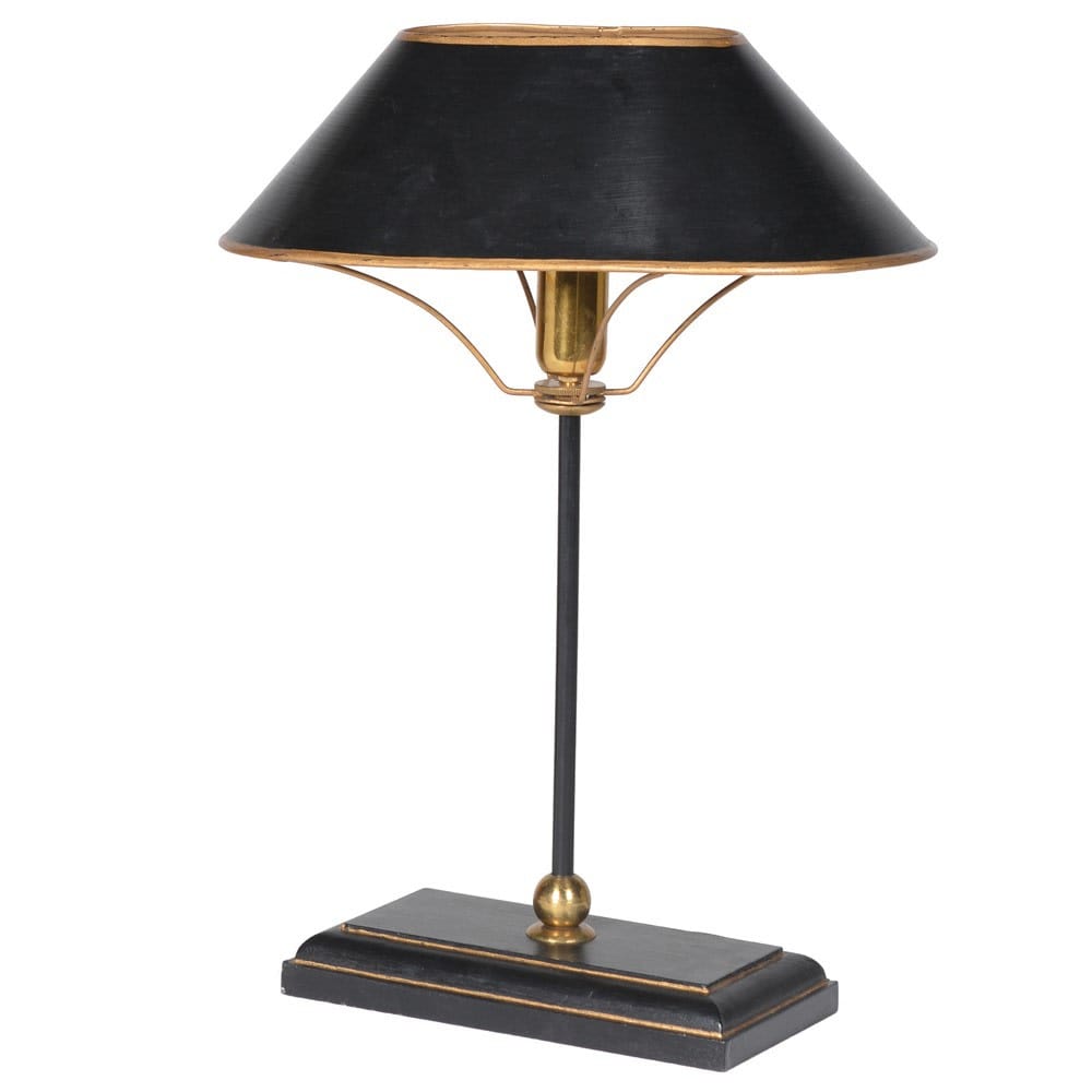 Black & Gold Banker Lamp with Shade