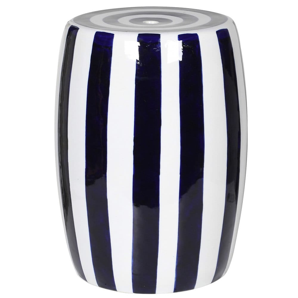 Blue Stripe Ceramic Stool