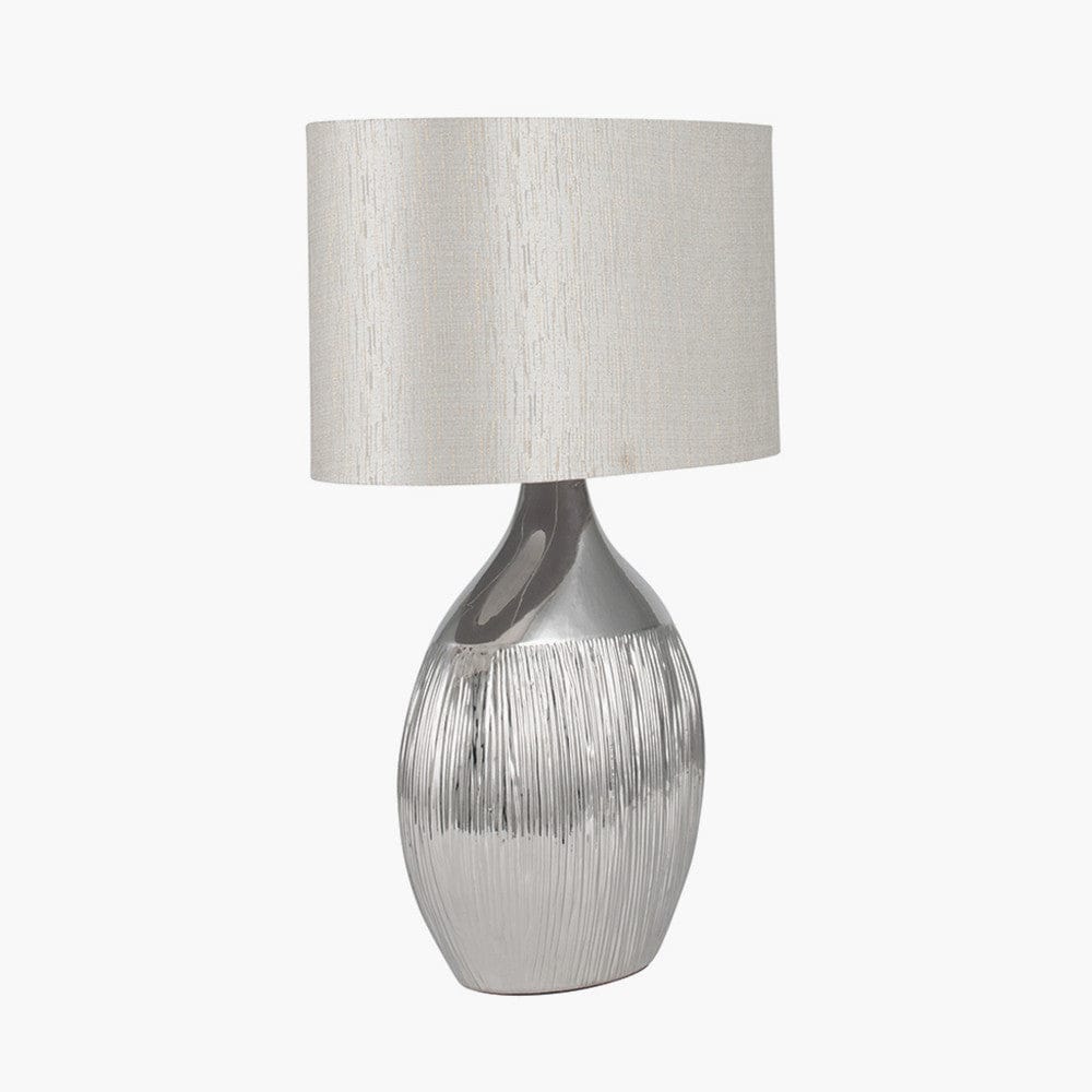 Silver Scratched Ceramic Table Lamp