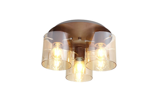 Moonlight Round 3 Light Mocha Flush Ceiling Light