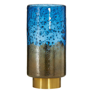 Aqua Large Bubble Effect Vase Blue/Gold