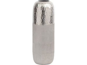Fuse Hammered & Brushed Large Silver Finish Vase