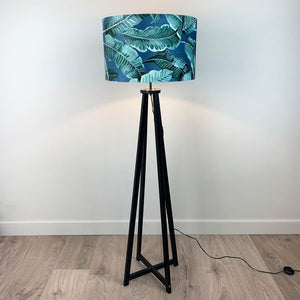 Whitby Matt Black Floor Lamp with Nicobar Ocean Shade