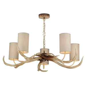 David Hunt Antler 5 Light Bleached Pendant complete with Shades