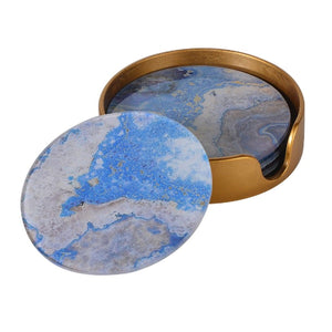 Set of 4 Blue Marble Effect Coasters