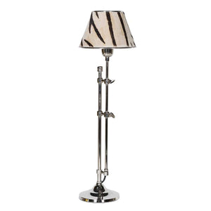 Nickel Table Lamp with Zebra Stripe Hide Shade