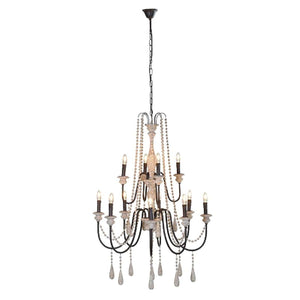 Large Chandelier with Wooden Beads