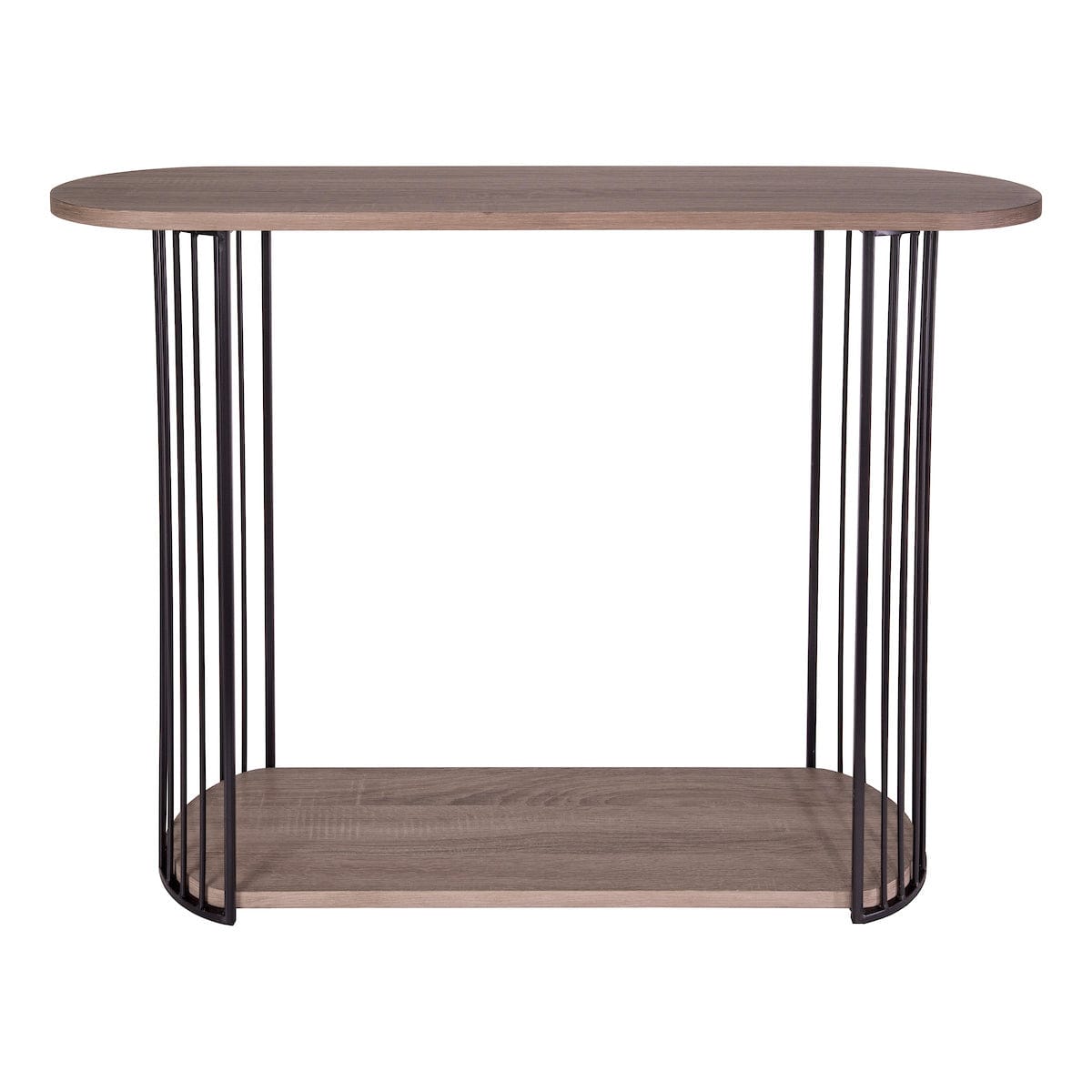 Drum Console Table Oak with Matt Black