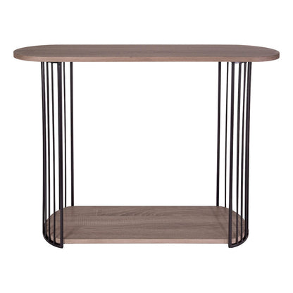 Drum Console Table Oak with Matt Black