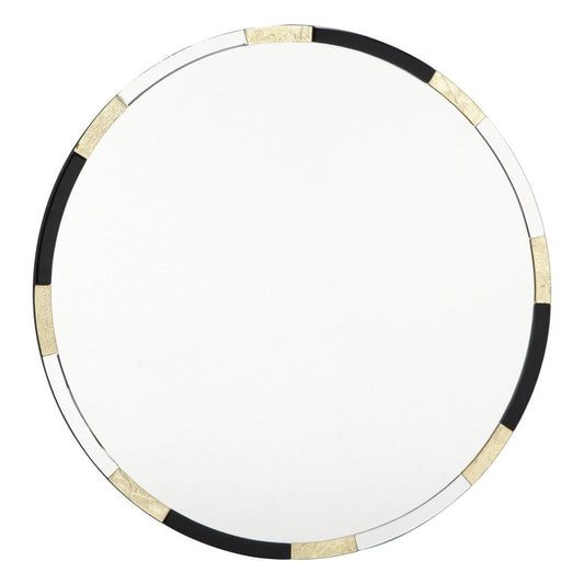 Gadany Round Gold Leaf & Black Glass Mirror