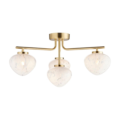 Lily Brass 4 Light Semi Flush Ceiling Light