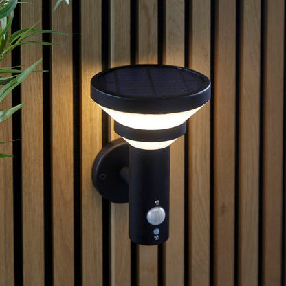 Stack Black Solar Outdoor Wall Light & PIR