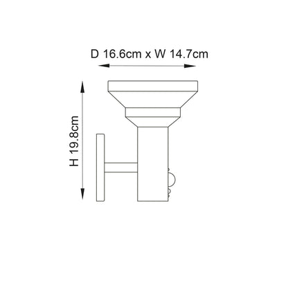 Stack Black Solar Outdoor Wall Light & PIR