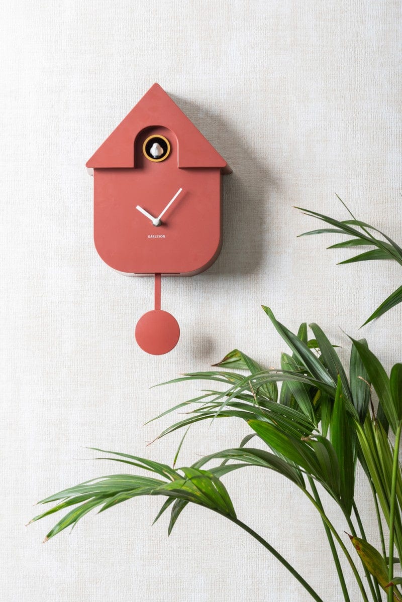 Modern Cuckoo Red Ochre ABS Wall Clock