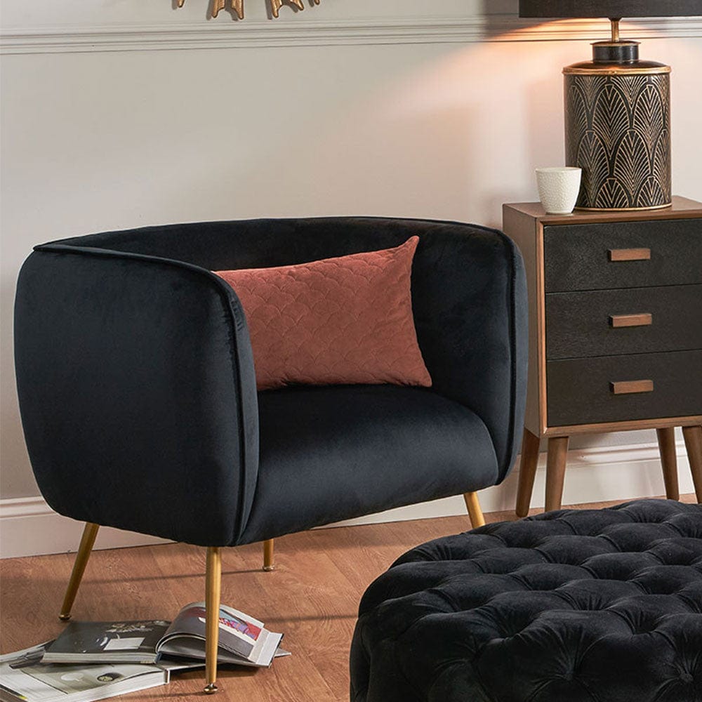 Lucca Black Velvet Chair