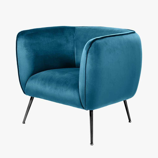 Lucca Sapphire Blue Velvet Chair with Gold Legs
