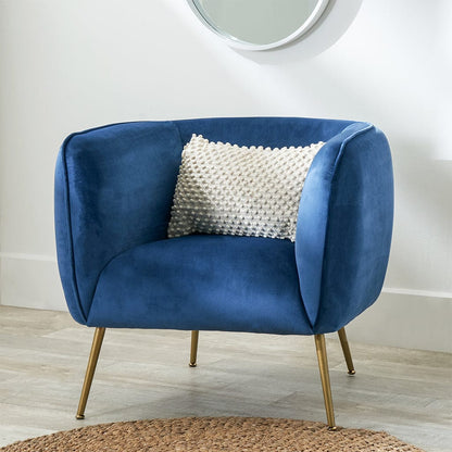 Lucca Sapphire Blue Velvet Chair with Gold Legs