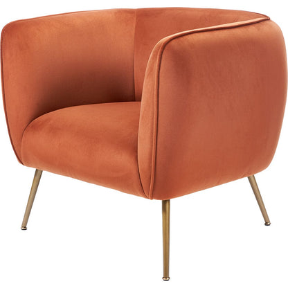 Lucca Tobacco Velvet Chair with Gold Legs