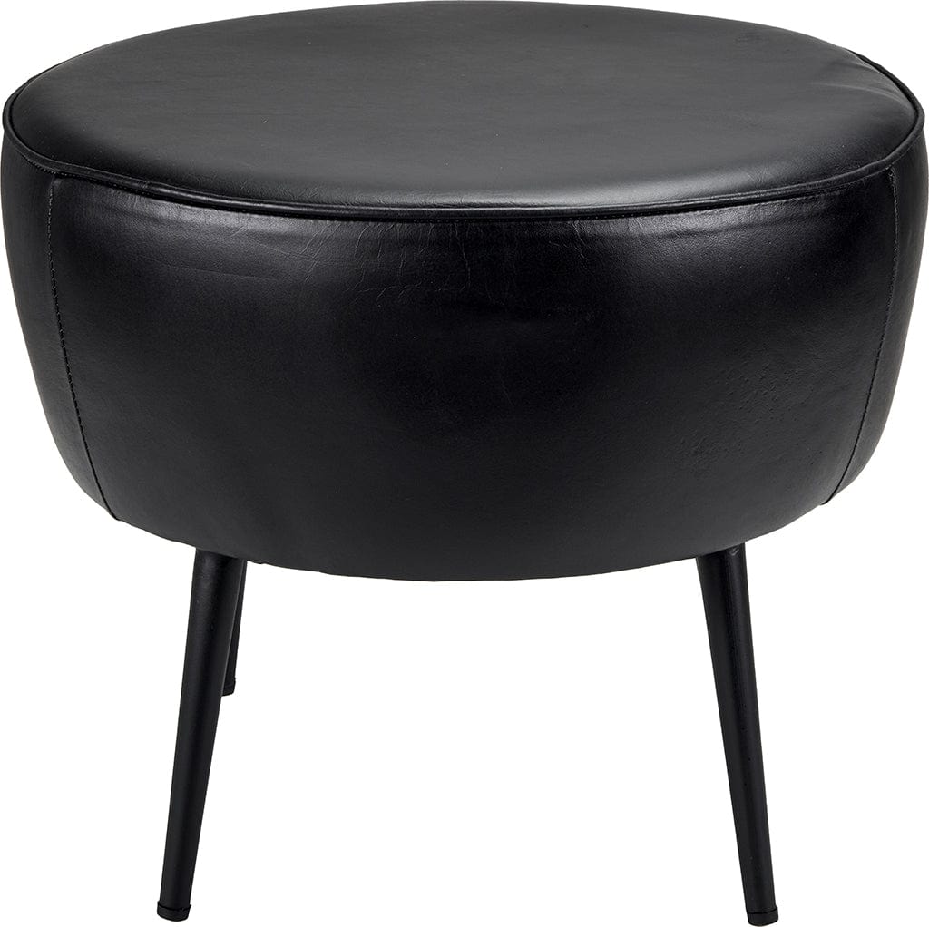 Donato Steel Grey Leather & Iron Stool