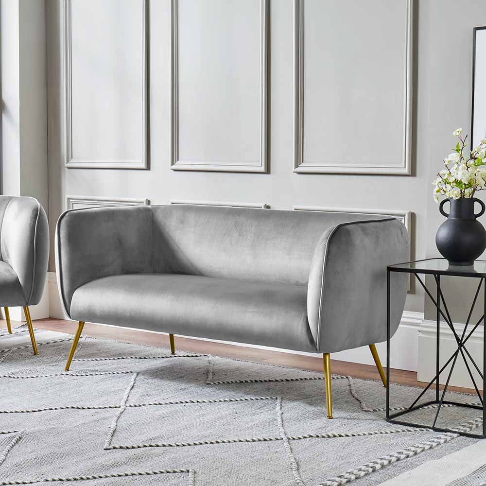 Lucca Dove Grey Velvet Sofa