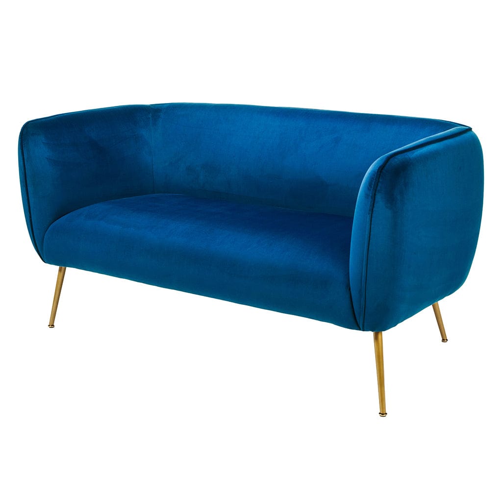 Lucca Sapphire Blue Velvet Sofa with Gold Legs