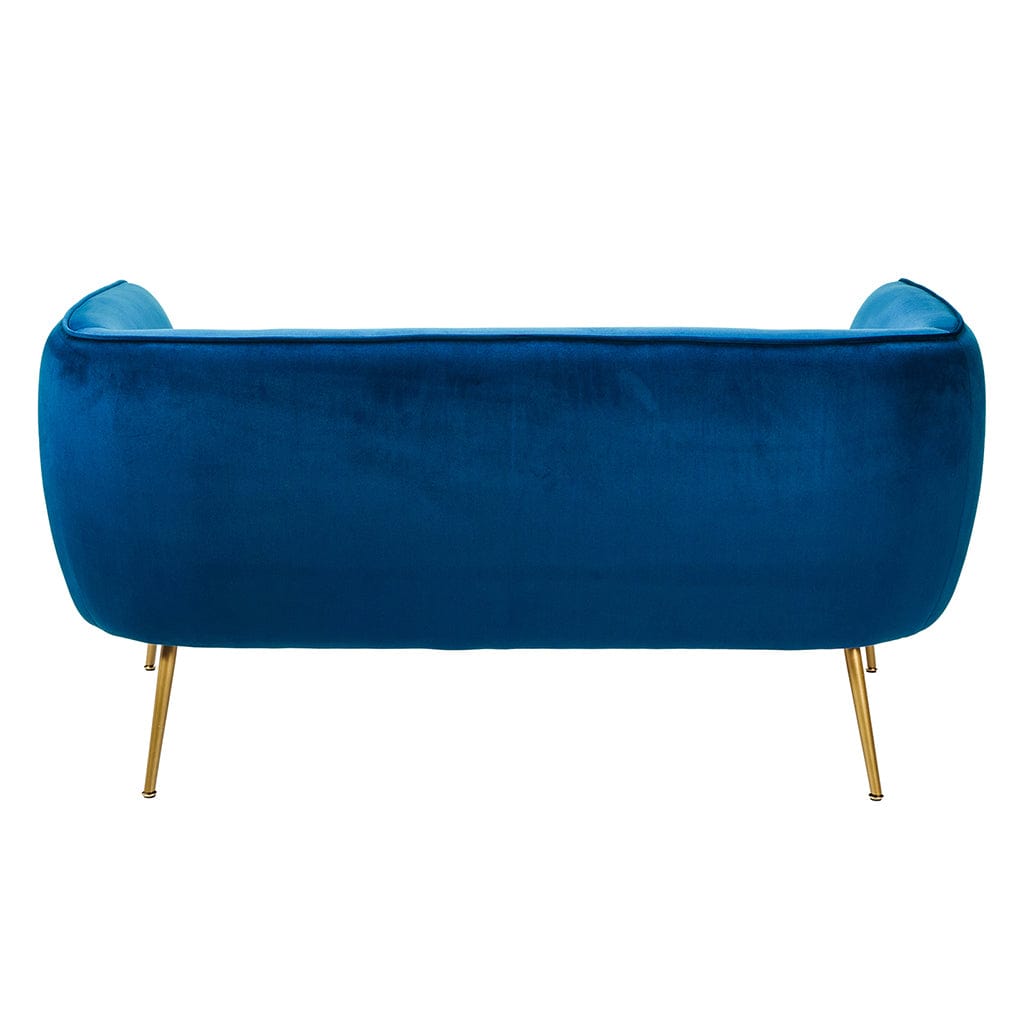 Lucca Sapphire Blue Velvet Sofa with Gold Legs