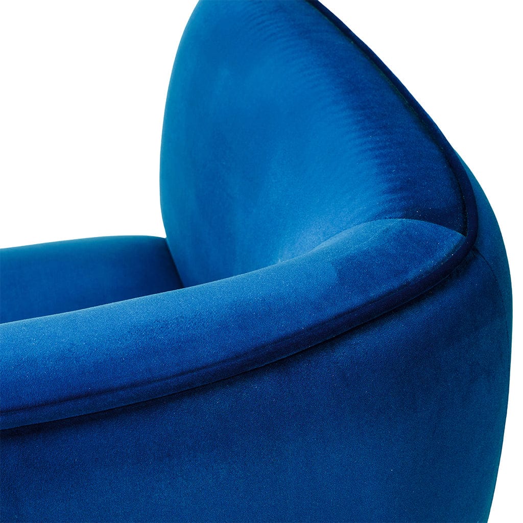 Lucca Sapphire Blue Velvet Sofa with Gold Legs