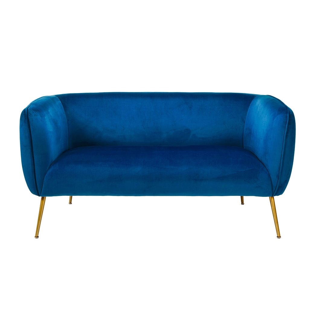 Lucca Sapphire Blue Velvet Sofa with Gold Legs