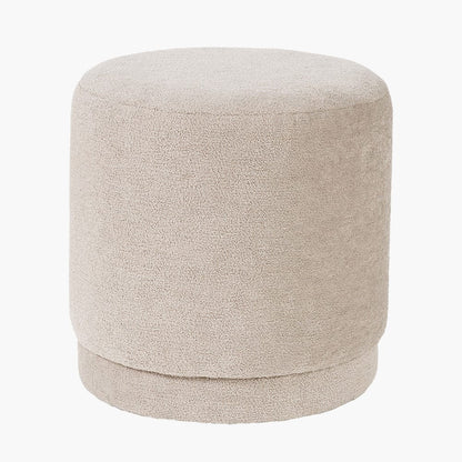 Sassari Taupe Teddy Fabric Cylinder Pouffe