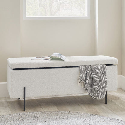 Catania Boucle Storage Bench with Black Legs