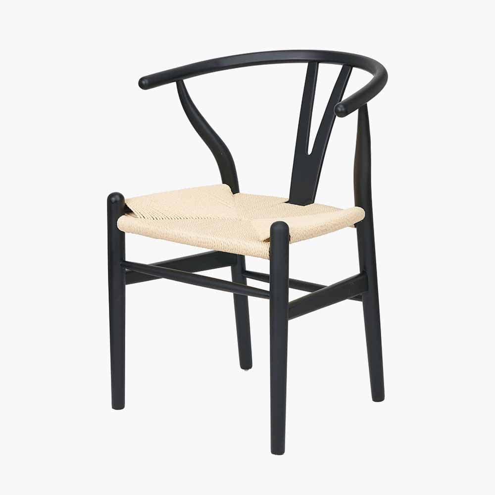 Quinn Black Beech Wood & Natural Paper Rope Dining Chair