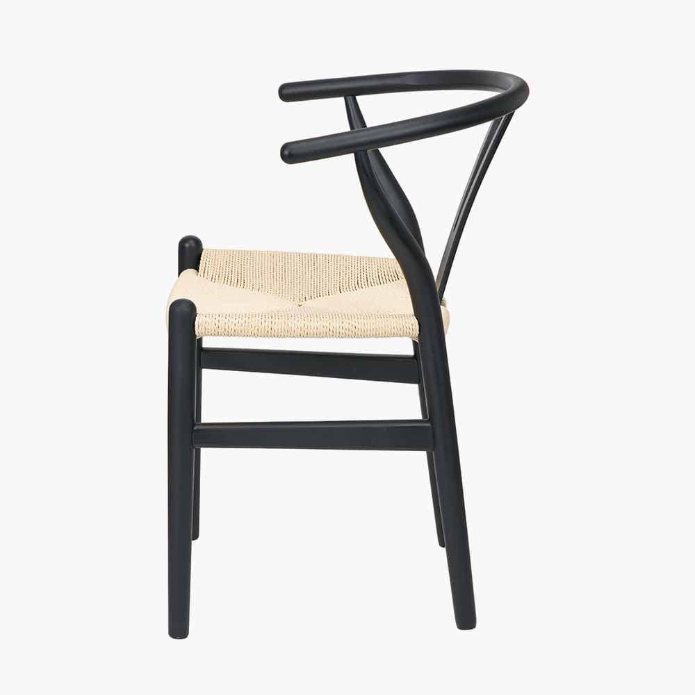 Quinn Black Beech Wood & Natural Paper Rope Dining Chair