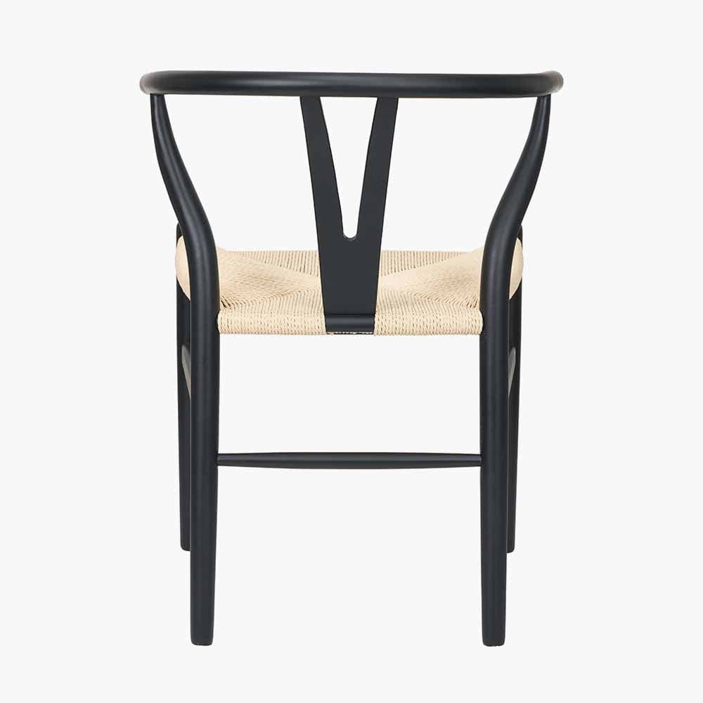 Quinn Black Beech Wood & Natural Paper Rope Dining Chair