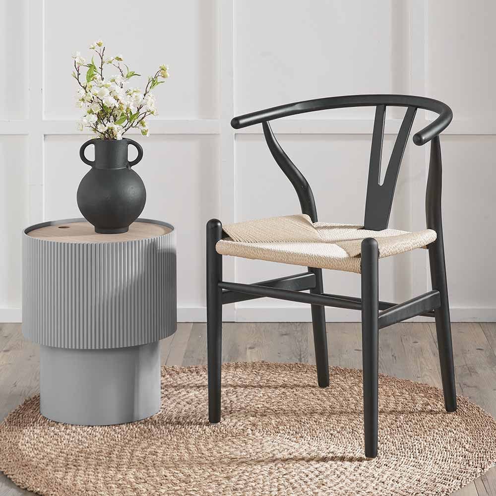 Quinn Black Beech Wood & Natural Paper Rope Dining Chair