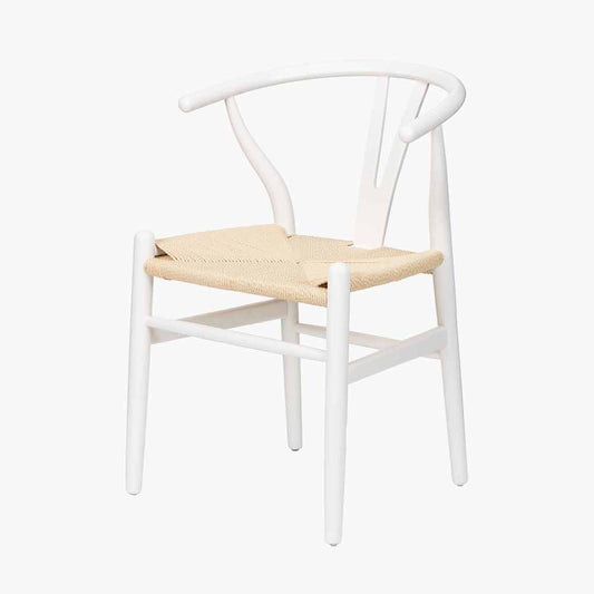 Quinn White Beech Wood & Natural Paper Rope Dining Chair