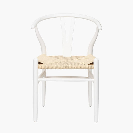 Quinn White Beech Wood & Natural Paper Rope Dining Chair