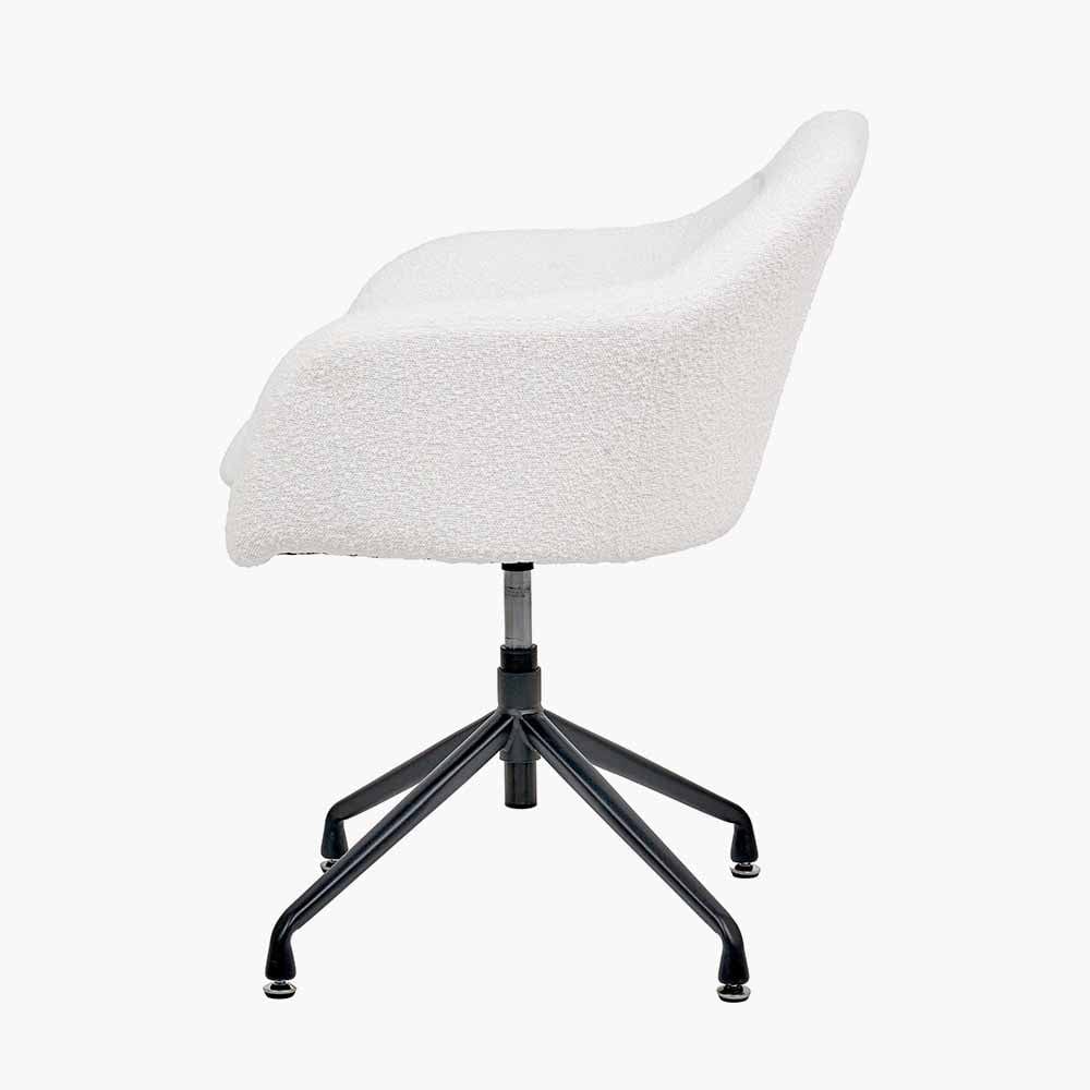 Rosolini Bouclé Fabric & Black Metal Swivel Rise & Fall Chair