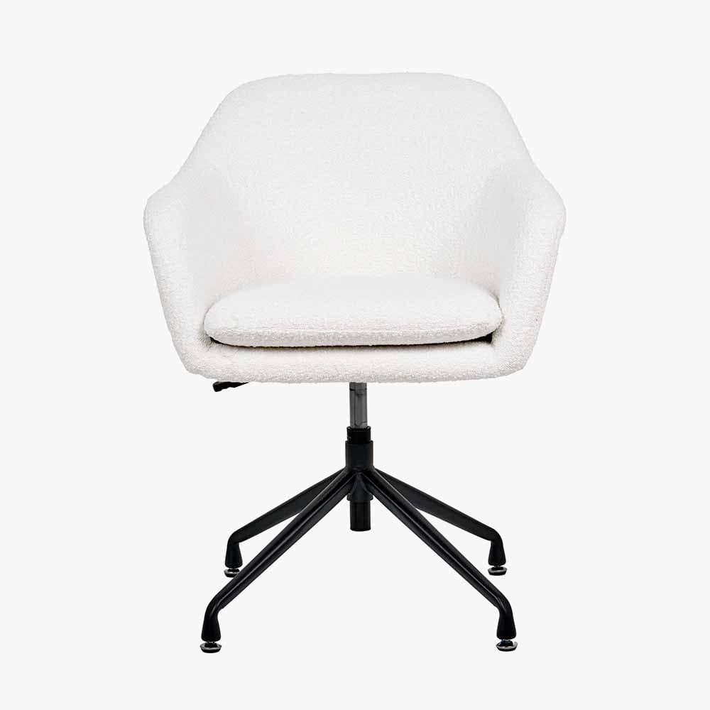Rosolini Bouclé Fabric & Black Metal Swivel Rise & Fall Chair