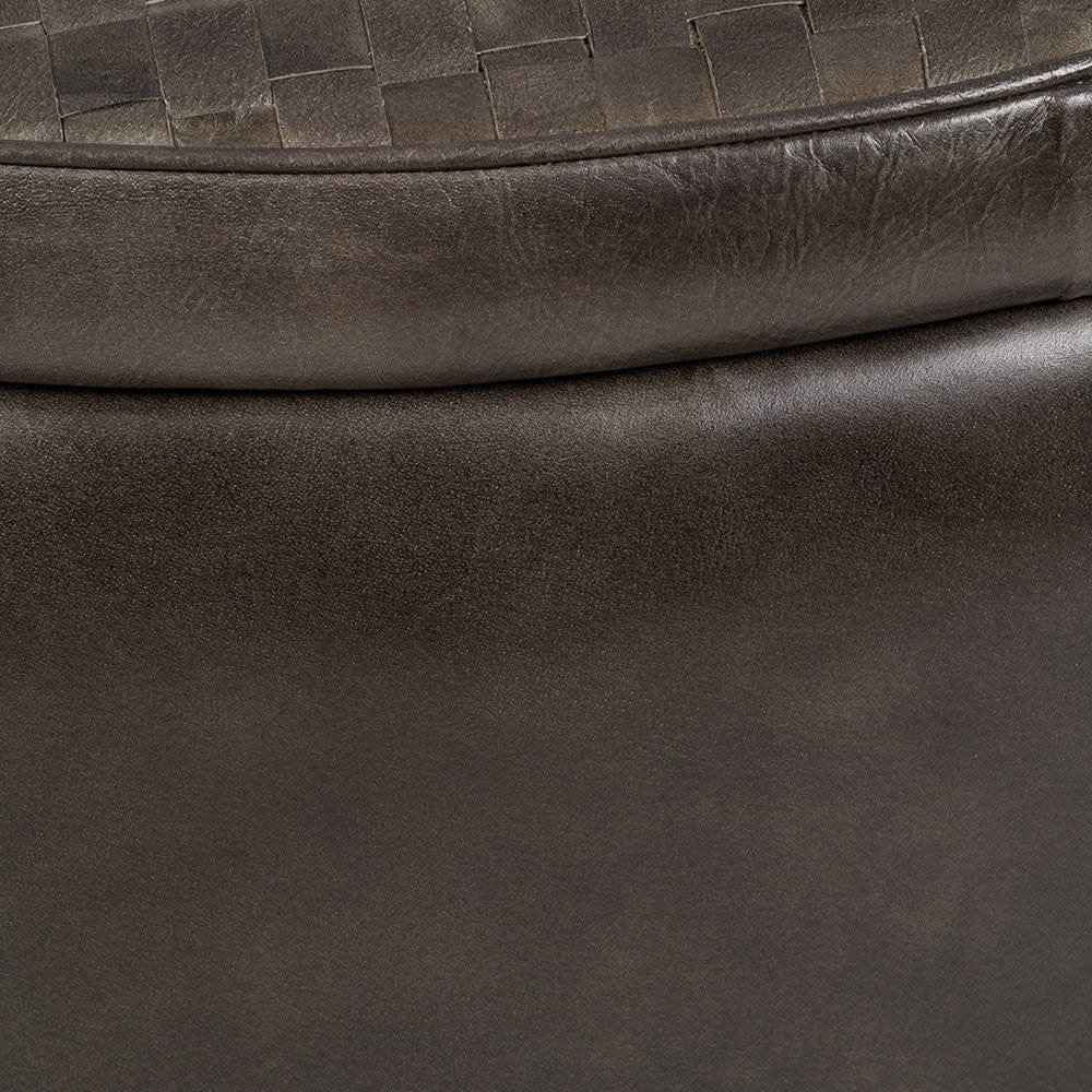 Arturo Peppercorn Leather Storage Pouffe